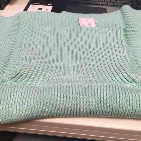 Wild Fable Cropped Sweater Cowl Neck Ribbed Knit Long Sleeve Turquoise NWT Sz S - Picture 4 of 8
